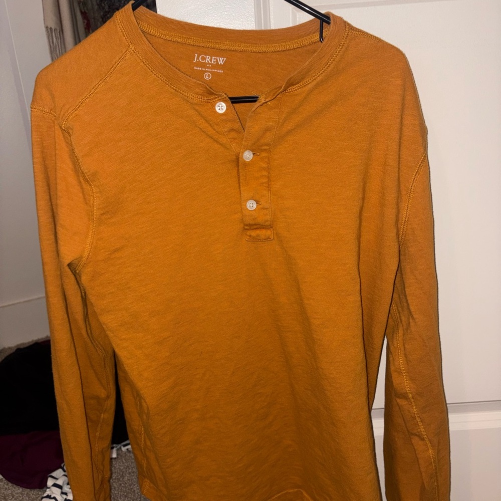 J. Crew Men's Mustard Long Sleeve Henley
